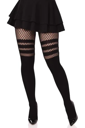 Merkloos Panty met netstrepen - One Size