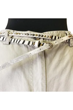 Fashion Jewelry Damesriem Zebra ??? Lang en Smal ??? Zilverkleur met studs ??? 95cm / 1cm
