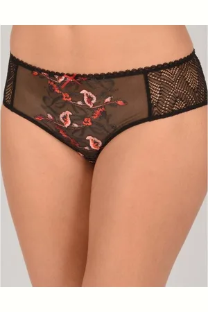 Empreinte Slip / shorty Ashley met geborduurde bloemen op doorschijnende tule - rood gebloemd ??? 36