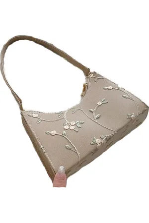 Merkloos Mini Schoudertas Dames - Bloemenprint - 22x5x14 cm – /Groen