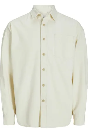 JACK & JONES Heren Overhemd JORSANTORINI DENIM SHIRT bequem Beige S Volwassenen