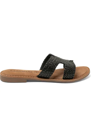 Lazamani Flor Dames Slippers Leer Black