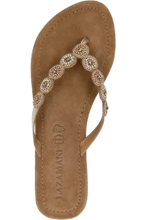Lazamani Lea Dames Slippers Leer Gold