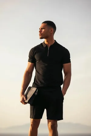 Malelions Men zip polo - MM1-HS25-41 - 900 Black