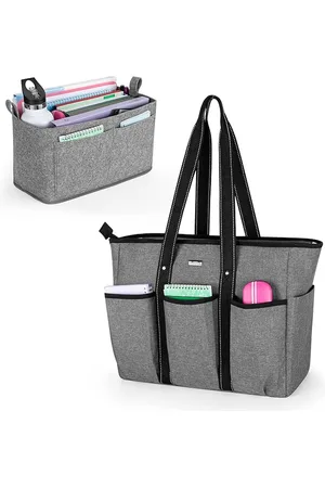 Merkloos Leraartas met organizer inzetstuk, lerarentas schoudertassen met laptophoes en tas voor school, kantoor, grijs