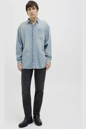 JACK & JONES Heren Overhemd JORSANTORINI DENIM SHIRT bequem Blauw XL Volwassenen