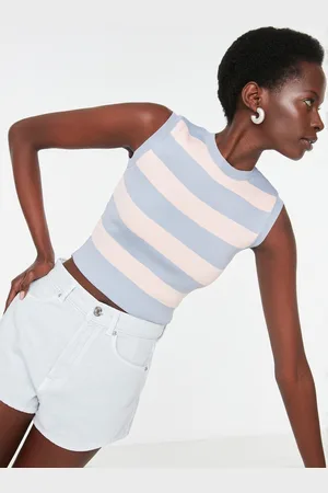 Trendyol Stone Crop Gestreepte Gebreide Blouse Twoss22Bz1174
