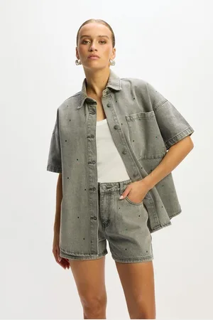Refined Department Blouse Oversized Blouse Studs Didi R2505972688 996 Mid Grey Dames