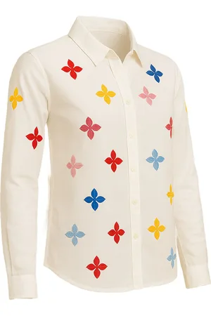 Merkloos Suzzy & Milly Vrolijke Blouse – Witte Blouse met Kleurrijke Geborduurde Bloemen - S