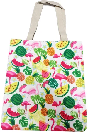 Jordan Damestas Flamingo Meloen/Ananas - Shopper met ritssluiting - Schoudertas - Handtas - Zomer Strandtas