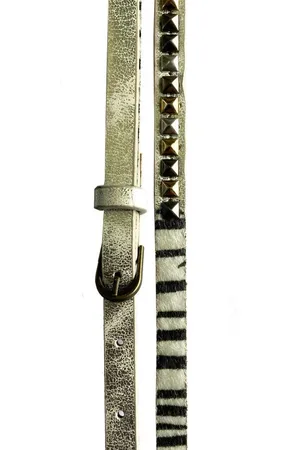 Fashion Jewelry Damesriem Zebra ??? Lang en Smal ??? Zilverkleur met studs ??? 105cm / 1cm