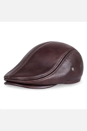 Merkloos Flatcap met oorflap – Platte pet – Echt Leer – maat 60-61