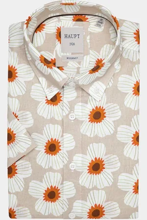 Haupt Korte mouw design shirt flowers