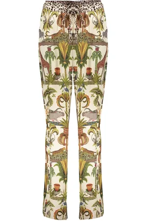 Geisha Broek Straight Leg Pantalon Met Print 51355 70 000010 Off White/green Combi Dames
