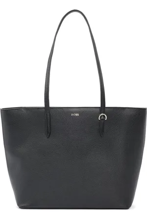HUGO BOSS Leren Schoudertas Alyce Shopper Zwart