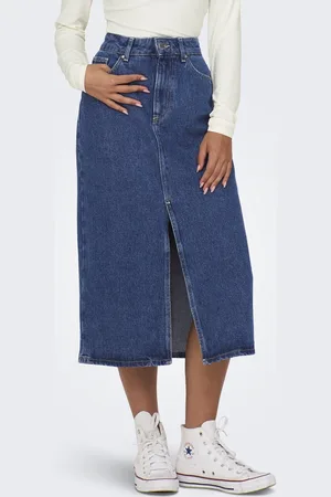 ONLY ONLBIANCA MIDI SKIRT DNM REA NOOS - Dames - Rokken