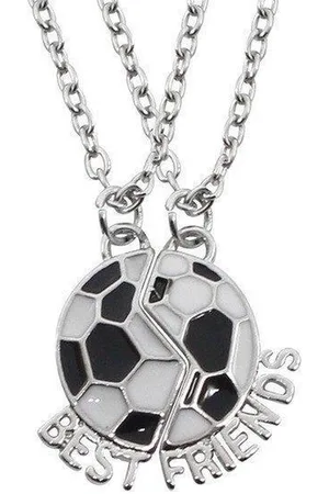 Bixorp Friends EK Voetbal 2024 BFF Ketting voor 2 - Zilverkleurige Voetbal - Vriendschapsketting Meisjes - Beste Vrienden Ketting Vriendschap Cadeau voor Twee