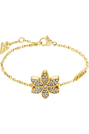 Guess Dames stalen goldplated armband WHITE LOTUS - Armband - Staal - Goudkleurig - 19 cm