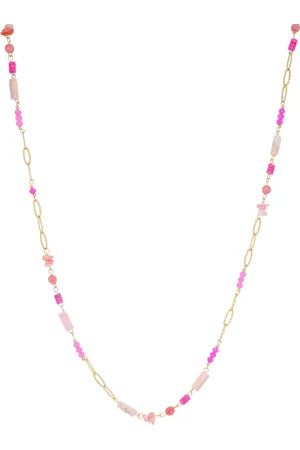 Yehwang Lange ketting summer feeling - pink - - Stainless Steel - Bedels - Nikkel Free - Ketting dames - Waterproof - moederdag cadeautje