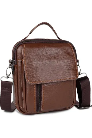 Puro Lino Heren Tas Leer Met Ritssluiting En Schouderband, kleur