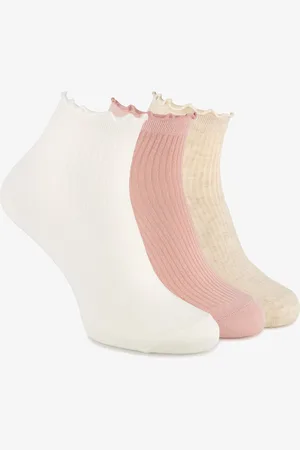 Scapino 3 paar dames sokken met kartelrandjes beige roze