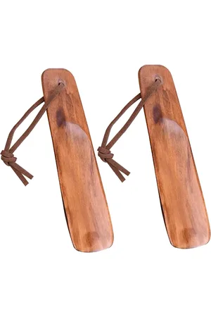 Merkloos Schoenlepel voor schoenen van hout en laarzen - met handvat touw - set voor hulp bij het aantrekken van schoenen - comfortabele schoenlifter Schoenlepel