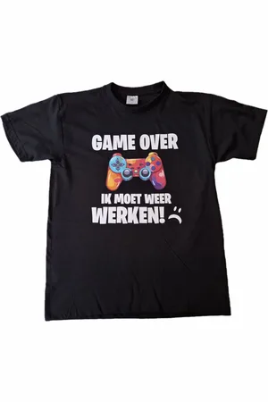 B and C T-shirt met "GAME OVER - Ik moet weer werken!" - maat XL - gamen, console, controller, gamer, vakantie, weekend, hobby, spelcomputer