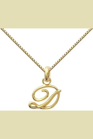 Amanto Ketting Letter D Gold - 925 Zilver Verguld - Alfabet - 12x18mm - 50cm