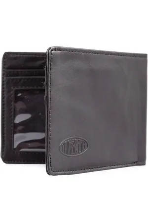 Merkloos Big Skinny Heren Slim Line Lederen Bi-Fold Wallet - 25 Kaarten - Zwart