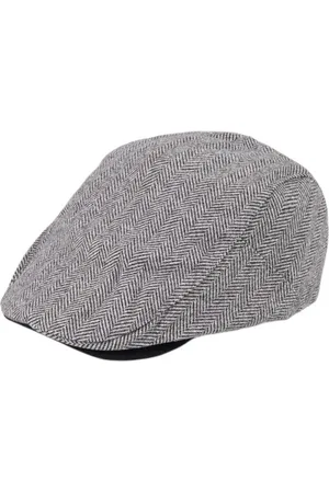 Merkloos Flatcap Dames/Heren - Visgraat - Platte retro pet met drukknopen - maat 54-56