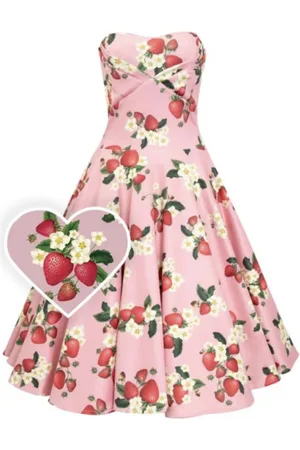 Merkloos Dolly & Dotty Melissa Strapless Strawberry Swing Jurk - M