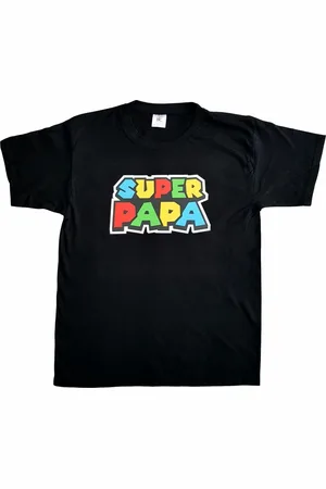 B and C T-shirt met "Super papa" - maat M - vaderdag, cadeautje, grappig, geschenk, tekst, medium