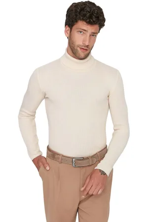 Trendyol Mink Fitted Slim Fit Katoenen Turtleneck Geribbelde Trui Tmnaw20Mg0031