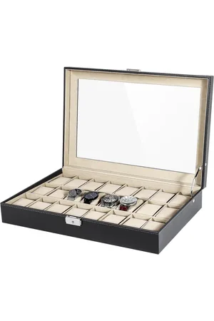 Merkloos 24 Horloge Display Opbergdoos - Sieraden Collectie Case Organizer - Houder met Sleutel Slot