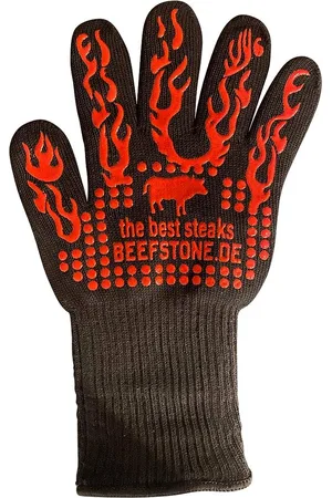 Merkloos Vuurvaste BBQ-handschoenen, grillhandschoenen bij 450 °C, hittebestendige, wasbare ovenwanten/kookhandschoenen/bakhandschoenen van siliconen/Deyan-vezel/katoen 34 cm, 1 paar