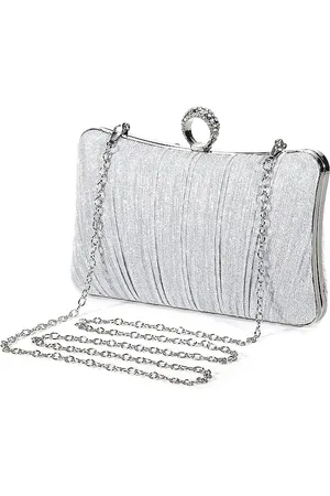 Merkloos Clutch Bag voor dames, sprankelende avondtas voor dames, charmante glinsterende handtas, elegante geplooide satijnen formele portemonnee voor feest, wieden, schoolbal, banket, cocktail