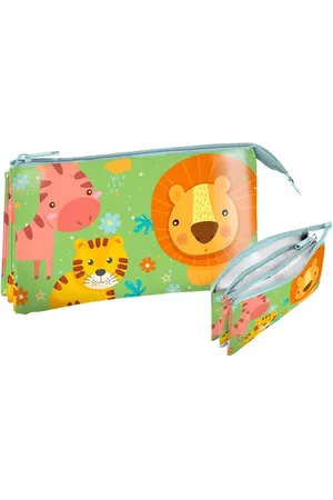 Jungle Dierentoilettas voor kinderen, etui met 3 vakken, Kinder toilettas, Toilettas