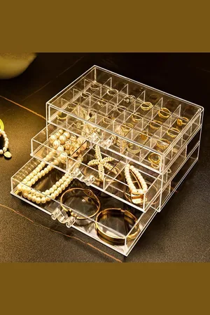 Merkloos Acryl Oorbel Opbergdoos - Sieraden Organizer Box met 3 Laden - Clear Earring Storage - Vrouwen Meisjes