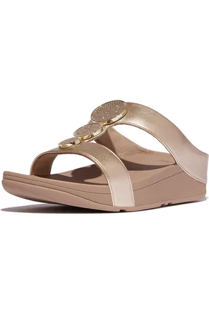 FitFlop Halo Bead-Circle Metallic H-Bar Slides