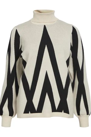Object Object Trui Objray L/s Knit Rollneck Pullover N 23043290 Sandshell/black Grap Dames