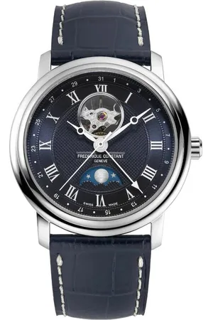 Frederique Constant Classics Heart Beat FC-335MCNW4P26 Horloge - Leer - Blauw - Ø 40 mm