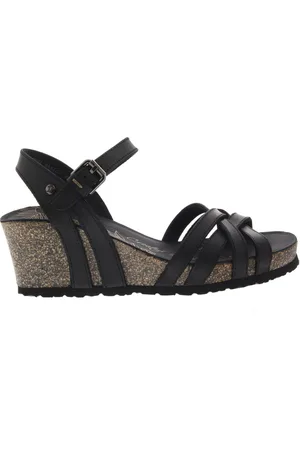 Panama Jack Vera Clay B1 sandalen met sleehak zwart