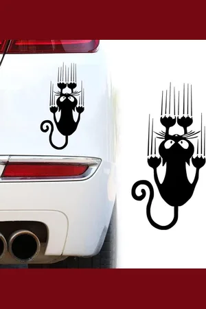 Merkloos 1 stuk autosticker voor katten - cartoonpatroon met bekraste afdekking