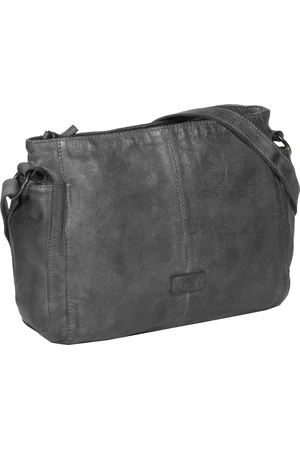 Justified Bags® Kailash - Top Zip - Medium - Zwarte Leren Schoudertas