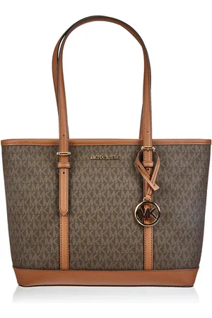 Michael Kors Kleine Bruine PVC-Schoudertas Met Verstelbare Riemen En Binnenzakken