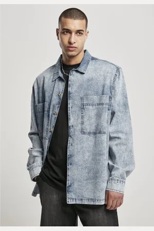 Urban classics Overhemd -3XL- Oversized Denim light skyblue acid washed