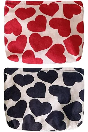Merkloos Toilettas en Cosmeticatas voor Dames - Set van 2 - Rood - Draagbaar en Modern - Reis Cosmetica Clutch-Tas
