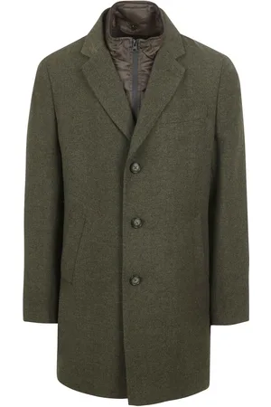 Suitable Coat Wol Twill Donkergroen