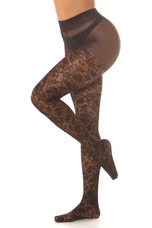 Merkloos Panty met bloemenpatroon