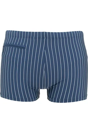 Schiesser Zwembroek in retrostijl met zakje met ritssluiting, tricot gerecycled strepen admiraalblauw - Nautical Casual Heren Onderbroek - admiral